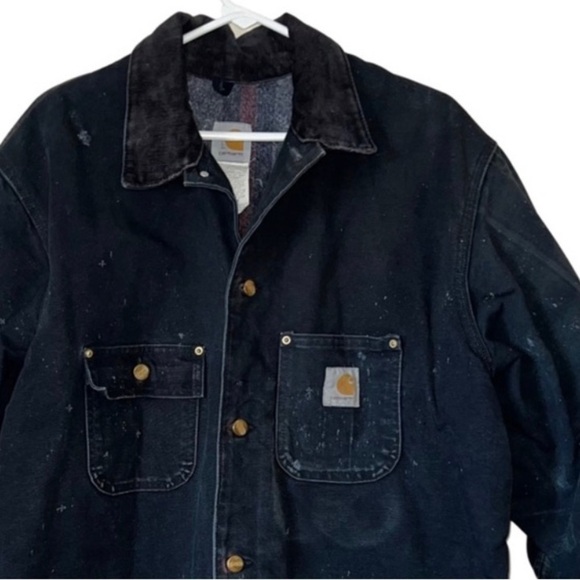 Carhartt Vintage Blanket Lined Chore Coat Black Size 46 Reg - Picture 3 of 16